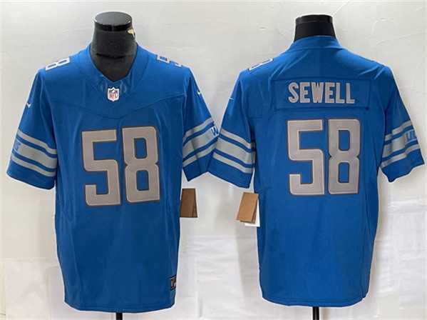 Men's Detroit Lions #58 Penei Sewell Blue 2023 F.U.S.E. Vapor Untouchable Limited Jersey